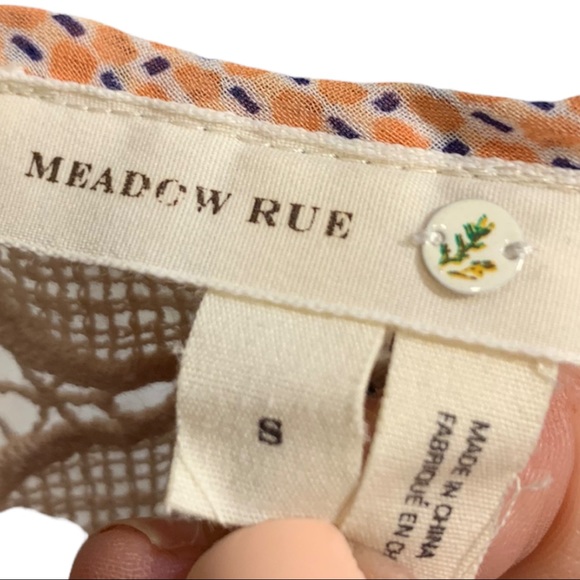 Anthropologie Meadow Rue peasant top w/lace detail paisley print sz s - Picture 9 of 10